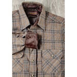 Adams Row Country Classic M Button Up Shirt Long Sleeve Wool Blend Plaid Pockets